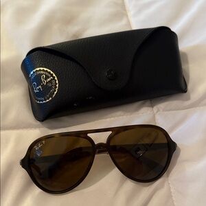 Ray-Ban Dark Brown Aviator Sunglasses with Black Case